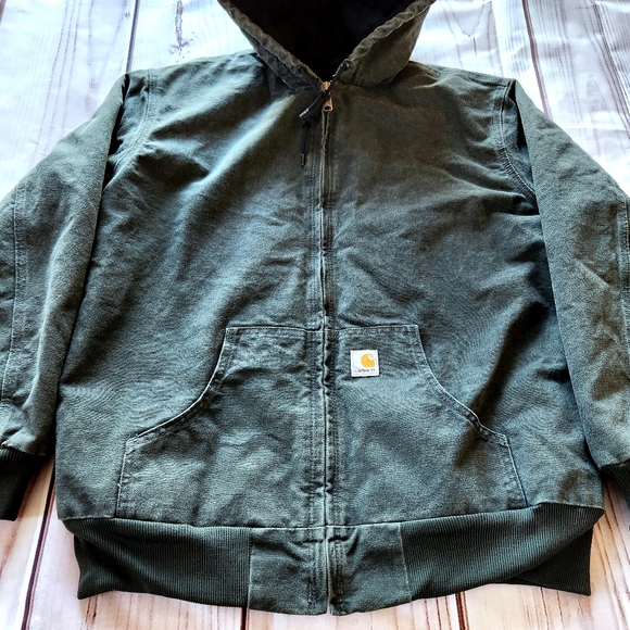 Carhartt Y2K "Sandstone Active Jacket" Bomber Coat Moss Green | Women's Size XL - Picture 2 of 8